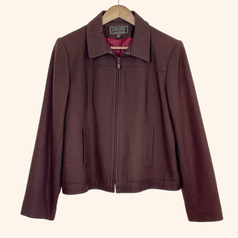 Vintage Express Compagnie Internationale Brown Wool Zip Jacket